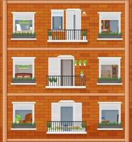 edificio de apartamentos con ventanas vector