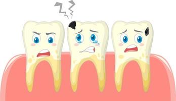 Condición dental y de dientes diferentes sobre fondo blanco. vector