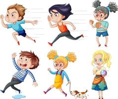 Set of young people doing different actions vector