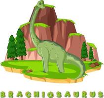 wordcard de dinosaurio para braquiosaurio vector