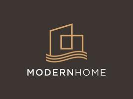 Simple modern building architecture logo design with line art skyscraper graphic vector