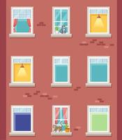 Apartment building with windows vector