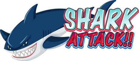 A Marine logo with big blue shark and Shark attack text vector