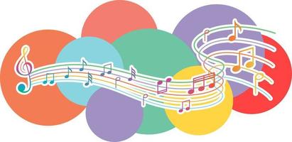 Music notes rainbow colourful on white background vector