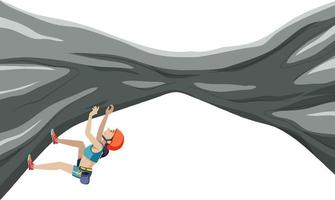 People doing outdoor rock climbing on white background vector