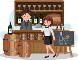 Market stall concept with wine shop stall vector