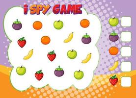 Math counting game template of fruit vector