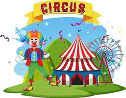 Circus clown performance with circus dome vector