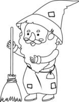 Wizard black and white doodle character vector