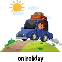 English prepositions of time with holiday scene vector