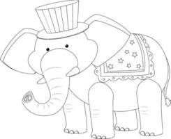 circo elefante blanco y negro doodle personaje vector