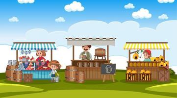 Farmer market concept with stall shops vector