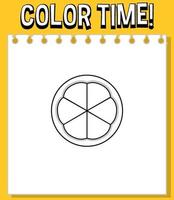 Worksheets template with color time text and slices of oranges outline vector