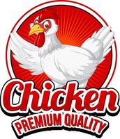 Chicken Premium Quality banner with a chicken cartoon character vector