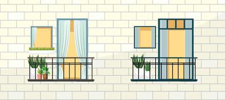 Apartment building balcony facade vector