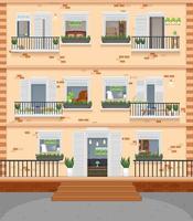 Apartment building with windows vector