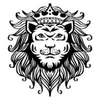 león blanco y negro con corona vector