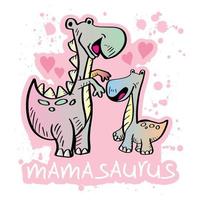 Cartoon cute mamasaurus vector