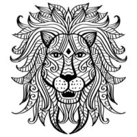 león zentangle. dibujo de mandala, mandala de león, diseños de arte de garabatos vector