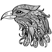 arte de zentangle de cabeza de águila dibujada a mano vector