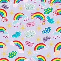Rainbow seamless pattern. Unique hand drawn rainbow texture. vector