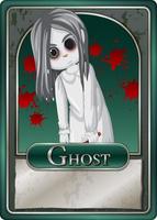 Ghost girl character game card template vector