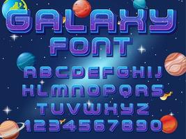 A set of English alphabet space font on space background vector