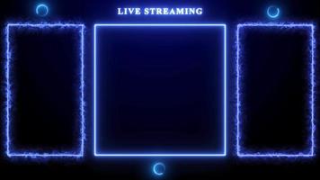 animazione di sovrapposizione del flusso per il video in streaming live bagliore di neon blu