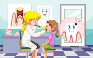 mujer dentista examinando los dientes del paciente en la clínica