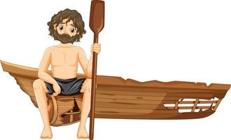 Isolated sad castaway man on a shipwrecked vector