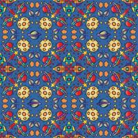 Mandala seamless pattern space elements vector