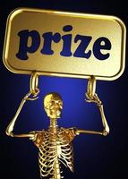 palabra premio y esqueleto dorado foto
