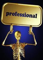 palabra profesional y esqueleto dorado. foto