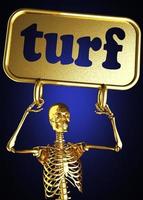 turf word and golden skeleton photo