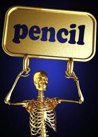 pencil word and golden skeleton photo