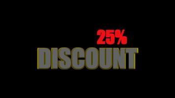 discount lettering, flashing neon, on a black background, perfect for indicating a discount in a market video