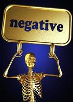 negative word and golden skeleton photo