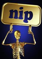 nip word and golden skeleton photo