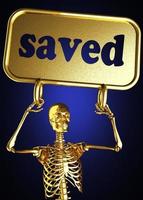 saved word and golden skeleton photo