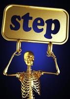 step word and golden skeleton photo