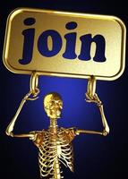 join word and golden skeleton photo