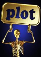 plot word and golden skeleton photo