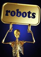 robots word and golden skeleton photo
