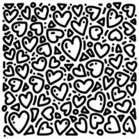 Black Doodle Heart Background, vector