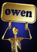 owen word and golden skeleton photo