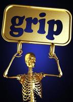 grip word and golden skeleton photo