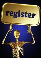 register word and golden skeleton photo