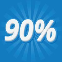90 Percent discount 3D text effect vector