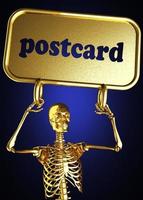 postcard word and golden skeleton photo