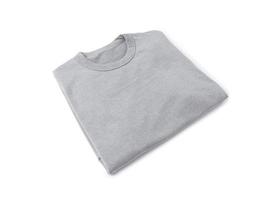 Blank folded grey t-shirt mockup front and back isolated on white background with clipping path photo